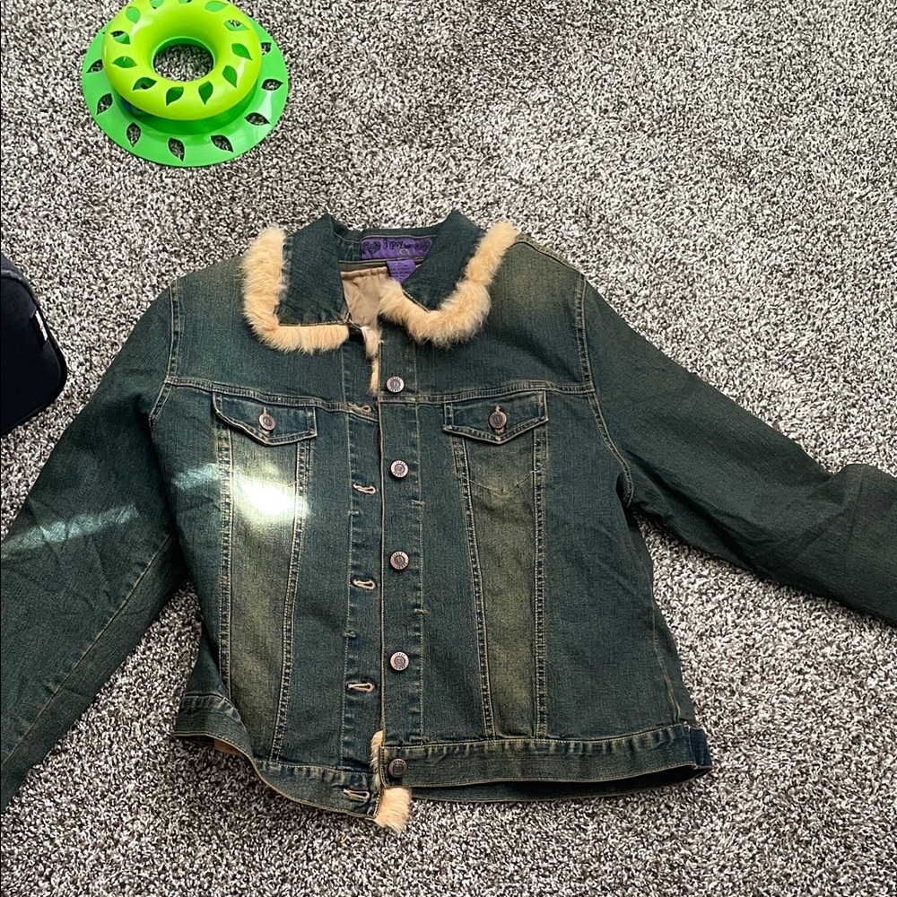 Vintage Denim Jacket with Faux Fur trim